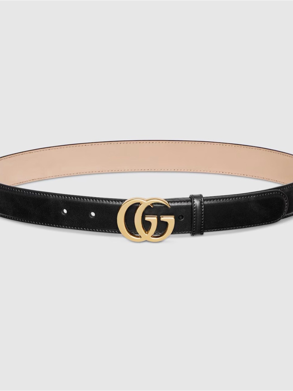Gucci Black Leather Belt with Gold Double G Buckle